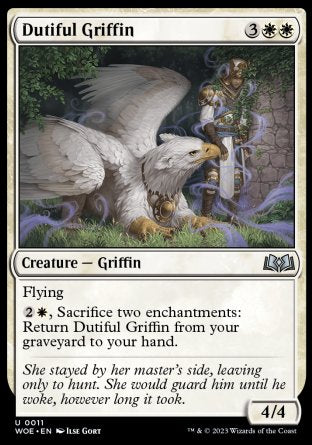 (011) Magic The Gathering Wilds of Eldraine Single: Dutiful Griffin Holo Uncommon