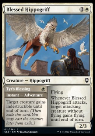 (011) Magic The Gathering Commander Legends: Battle for Baldur's Gate Single: Blessed Hippogriff // Tyr's Blessing Holo Common