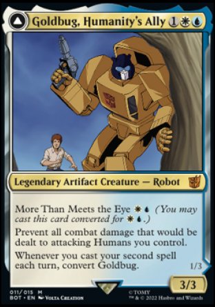 (011) Magic The Gathering Universes Beyond: Transformers Single: Goldbug, Humanity's Ally // Goldbug, Scrappy Scout (V.1) Mythic