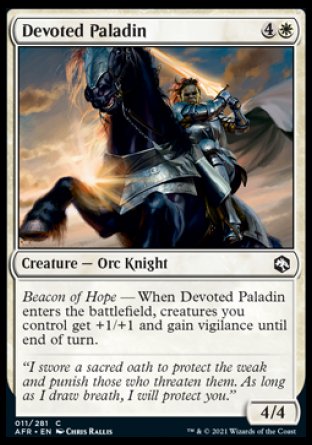 (011) Magic The Gathering Adventures in the Forgotten Realms Single: Devoted Paladin Holo Common