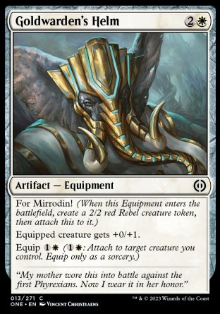 (013) Magic The Gathering Phyrexia: All Will Be One Single: Goldwarden's Helm Holo Common