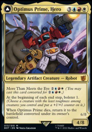 (013) Magic The Gathering Universes Beyond: Transformers Single: Optimus Prime, Hero // Optimus Prime, Autobot Leader (V.1) Holo Mythic