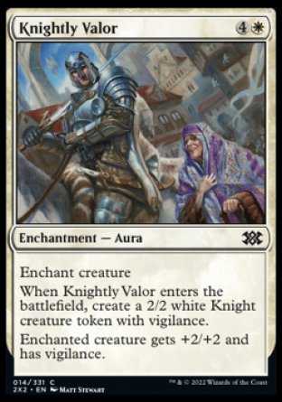 (014) Magic The Gathering Double Masters 2022 Single: Knightly Valor Holo Common