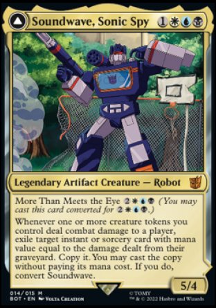 (014) Magic The Gathering Universes Beyond: Transformers Single: Soundwave, Sonic Spy // Soundwave, Superior Captain (V.1) Holo Mythic