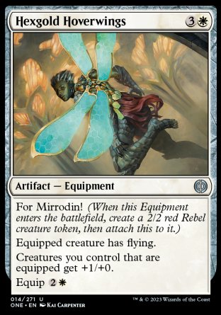 (014) Magic The Gathering Phyrexia: All Will Be One Single: Hexgold Hoverwings Holo Uncommon