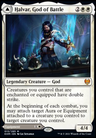 (015) Magic The Gathering Kaldheim: Promos Single: Halvar, God of Battle // Sword of the Realms Holo Mythic