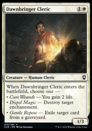 (015) Magic The Gathering Commander Legends: Battle for Baldur's Gate Single: Dawnbringer Cleric Common