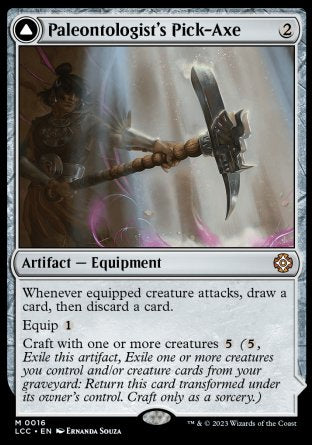 (016) Magic The Gathering Commander: The Lost Caverns of Ixalan Single: Paleontologist's Pick-Axe // Dinosaur Headdress Holo Mythic