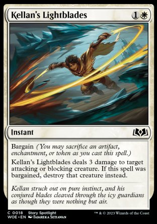 (018) Magic The Gathering Wilds of Eldraine Single: Kellan's Lightblades Holo Common