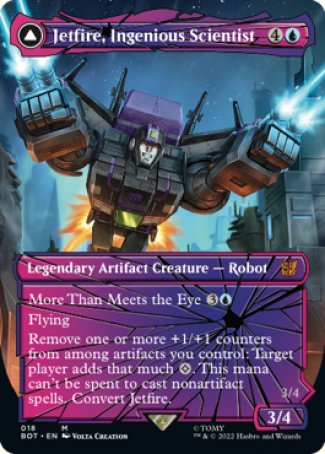 (018) Magic The Gathering Universes Beyond: Transformers Single: Jetfire, Ingenious Scientist // Jetfire, Air Guardian (V.2) Holo Mythic