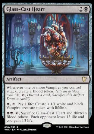 (018) Magic The Gathering Commander: Innistrad: Crimson Vow Single: Glass-Cast Heart (V.1) Rare
