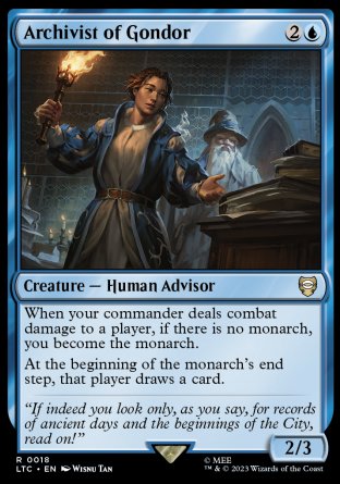 (018) Magic The Gathering Commander: The Lord of the Rings: Tales of Middle-earth Single: Archivist of Gondor Rare