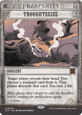 (020) Magic The Gathering Breaking News Single: Thoughtseize (V.1) Holo Mythic
