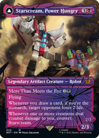 (020) Magic The Gathering Universes Beyond: Transformers Single: Starscream, Power Hungry // Starscream, Seeker Leader (V.2) Holo Mythic