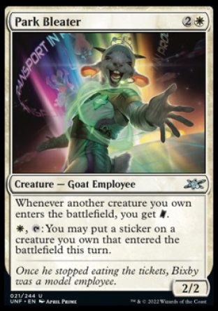 (021) Magic The Gathering Unfinity Single: Park Bleater Uncommon