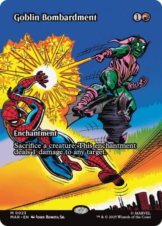 (023) Magic The Gathering Magic: The Gathering | Marvel's Spider-Man: Source Material Cards Single: Goblin Bombardment Holo Mythic