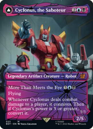 (023) Magic The Gathering Universes Beyond: Transformers Single: Cyclonus, the Saboteur // Cyclonus, Cybertronian Fighter (V.2) Holo Mythic