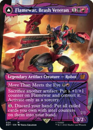 (024) Magic The Gathering Universes Beyond: Transformers Single: Flamewar, Brash Veteran // Flamewar, Streetwise Operative (V.2) Mythic