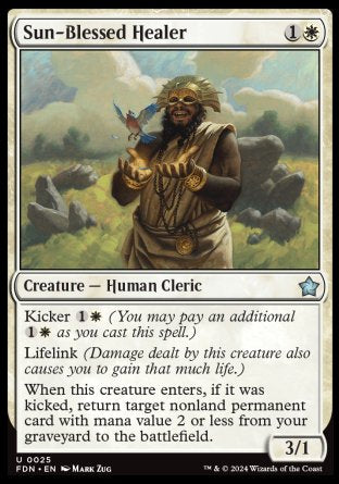 (025) Magic The Gathering Magic: The Gathering Foundations Single: Sun-Blessed Healer Holo Uncommon