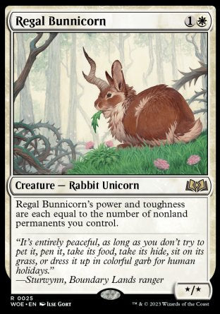 (025) Magic The Gathering Wilds of Eldraine Single: Regal Bunnicorn Holo Rare