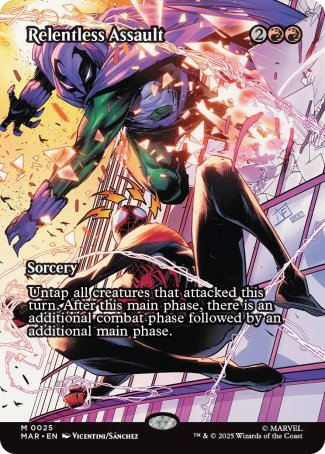 (025) Magic The Gathering Magic: The Gathering | Marvel's Spider-Man: Source Material Cards Single: Relentless Assault Holo Mythic