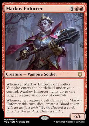 (026) Magic The Gathering Commander: Innistrad: Crimson Vow Single: Markov Enforcer (V.1) Rare