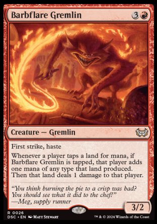 (026) Magic The Gathering Commander: Duskmourn: House of Horror Single: Barbflare Gremlin Rare