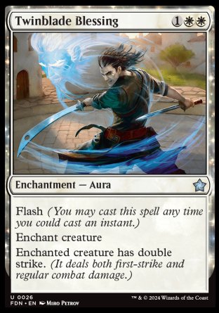 (026) Magic The Gathering Magic: The Gathering Foundations Single: Twinblade Blessing Holo Uncommon