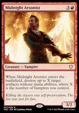 (027) Magic The Gathering Commander: Innistrad: Crimson Vow Single: Midnight Arsonist (V.1) Holo Rare