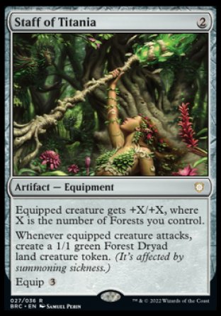 (027) Magic The Gathering Commander: The Brothers' War: Extras Single: Staff of Titania (V.1) Holo Rare