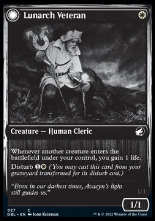 (027) Magic The Gathering Innistrad: Double Feature Single: Lunarch Veteran // Luminous Phantom Holo Common