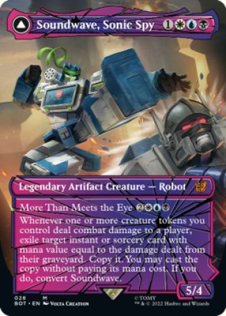 (028) Magic The Gathering Universes Beyond: Transformers Single: Soundwave, Sonic Spy // Soundwave, Superior Captain (V.2) Holo Mythic