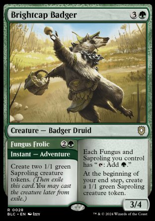 (028) Magic The Gathering Commander: Bloomburrow Single: Brightcap Badger // Fungus Frolic Rare