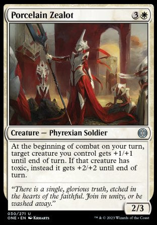 (030) Magic The Gathering Phyrexia: All Will Be One Single: Porcelain Zealot Holo Uncommon