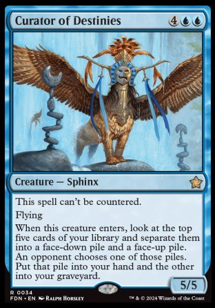 (034) Magic The Gathering Magic: The Gathering Foundations Single: Curator of Destinies Holo Rare