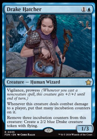 (035) Magic The Gathering Magic: The Gathering Foundations Single: Drake Hatcher Holo Rare