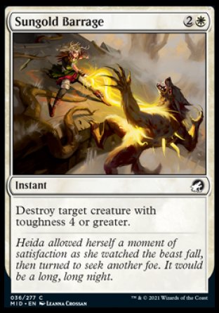 (036) Magic The Gathering Innistrad: Midnight Hunt Single: Sungold Barrage Holo Common