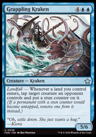 (039) Magic The Gathering Magic: The Gathering Foundations Single: Grappling Kraken Holo Uncommon