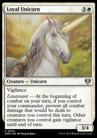 (040) Magic The Gathering Commander Masters Single: Loyal Unicorn Holo Uncommon
