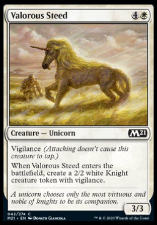 (042) Magic The Gathering Core 2021 Single: Valorous Steed Holo Common