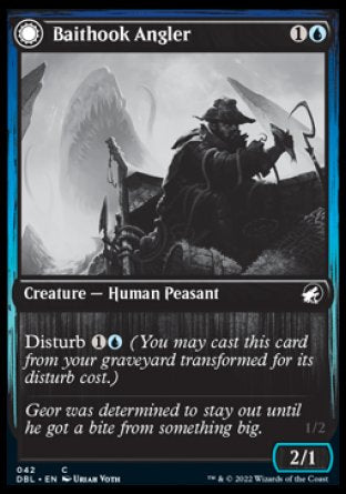 (042) Magic The Gathering Innistrad: Double Feature Single: Baithook Angler // Hook-Haunt Drifter Holo Common