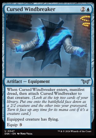 (047) Magic The Gathering Duskmourn: House of Horror Single: Cursed Windbreaker Holo Uncommon