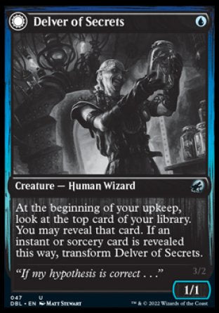 (047) Magic The Gathering Innistrad: Double Feature Single: Delver of Secrets / Insectile Aberration Holo Uncommon