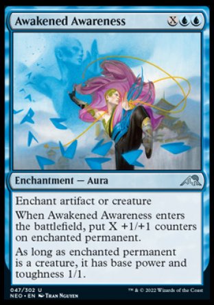(047) Magic The Gathering Kamigawa: Neon Dynasty Single: Awakened Awareness Holo Uncommon
