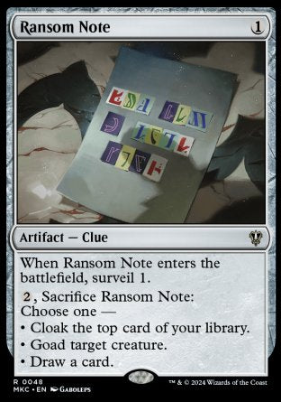 (048) Magic The Gathering Commander: Murders at Karlov Manor Single: Ransom Note (V.4) Rare