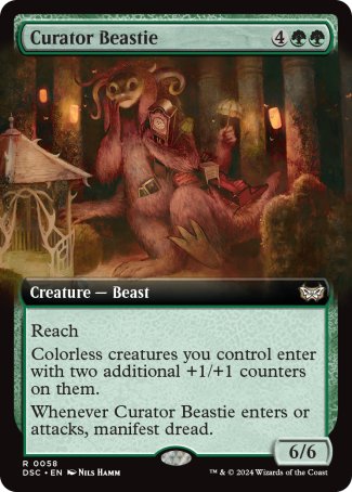 (058) Magic The Gathering Commander: Duskmourn: House of Horror: Extras Single: Curator Beastie Holo Rare
