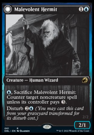 (061) Magic The Gathering Innistrad: Double Feature Single: Malevolent Hermit // Benevolent Geist Holo Rare