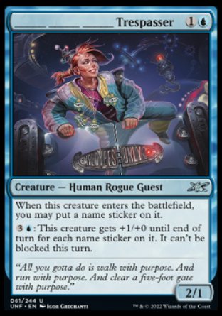 (061) Magic The Gathering Unfinity Single: ______ ______ ______ Trespasser Holo Uncommon