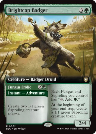 (062) Magic The Gathering Commander: Bloomburrow: Extras Single: Brightcap Badger // Fungus Frolic Rare
