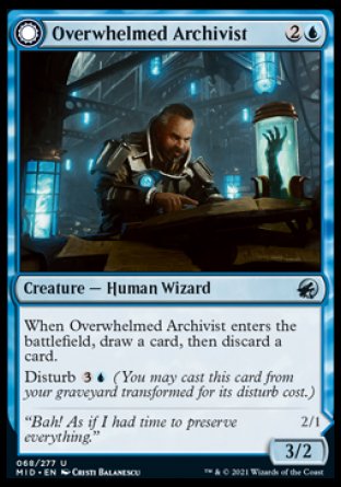(068) Magic The Gathering Innistrad: Midnight Hunt Single: Overwhelmed Archivist // Archive Haunt Holo Uncommon